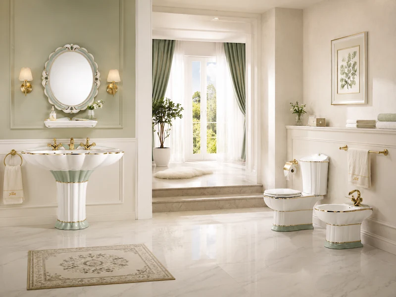 gold plating toilet and basin suite application