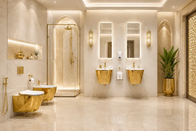 luxury golden plating bathroom suites