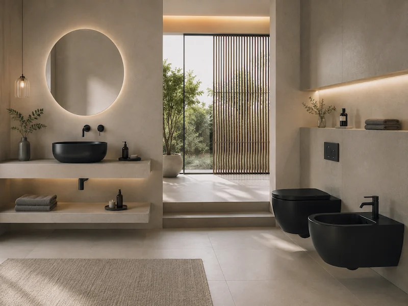 matt black toilet and basin suite