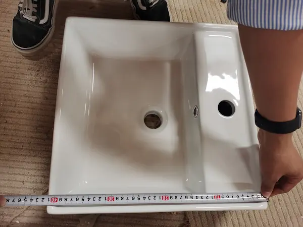washbasin size measurement