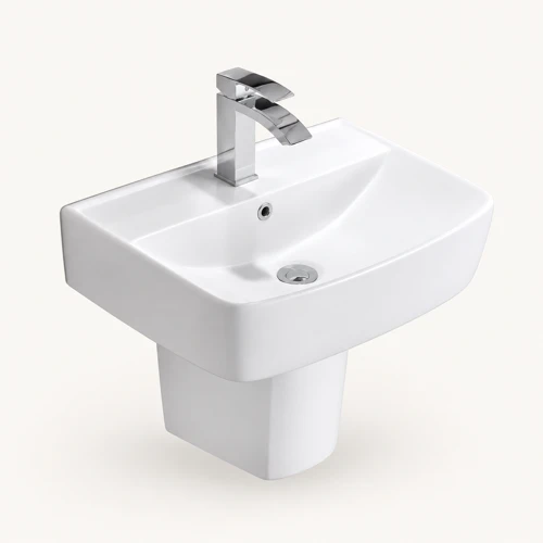 3973-CE-gloss white semi pedestal basin
