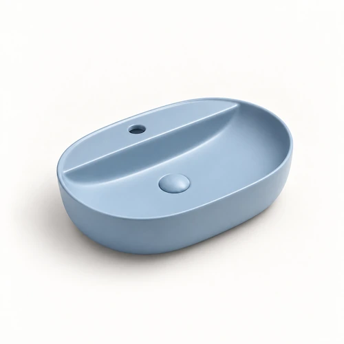 78239-matt grey blue bathroom basin with facet hole