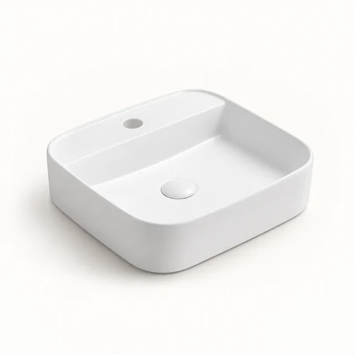 78574-rectangular basin with faucet hole in gloss white