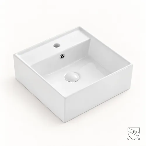 8015-cUPC square bathroom sink with faucet hole