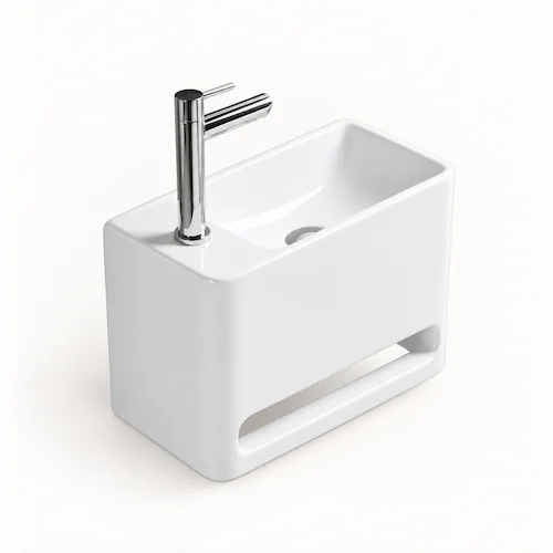 9048T- gloss white tiny wall hung basin