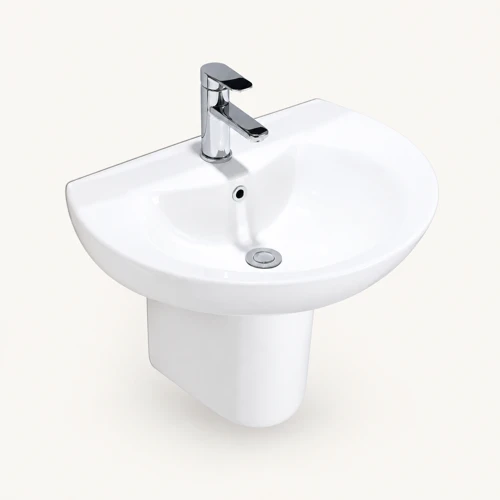 OK3792-CE-gloss white semi pdestal basin