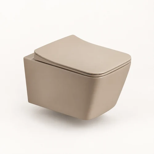 beige color-square wall hung toilet-ce certified