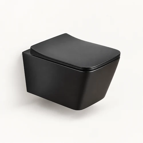 matt black color-square wall hung toilet-ce certified