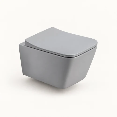 light grey color-square wall hung toilet-ce certified