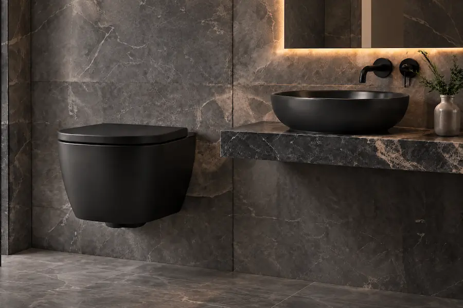 matt black toilet and washbasin combo preview-ce certified