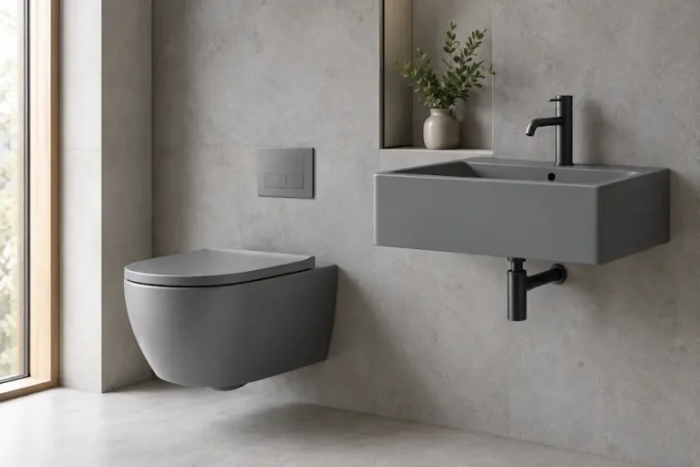 matt grey toilet and basin combo