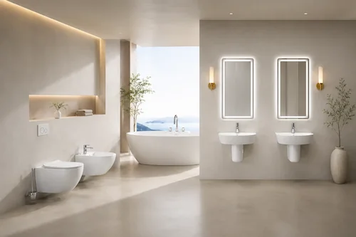 modern wall hung toilet and bathhrom basin suites (1)