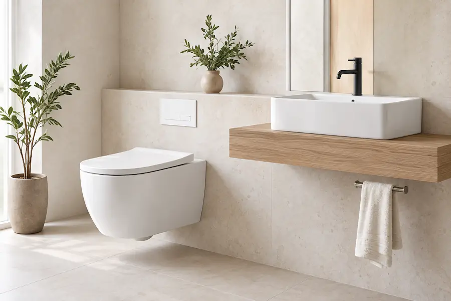 white toilet and basin combo